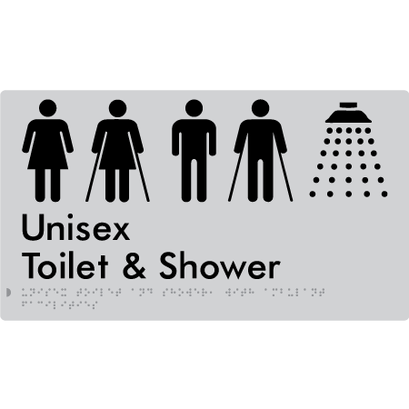 Unisex Ambulant Toilet & Shower - Braille Tactile Signs Aust.