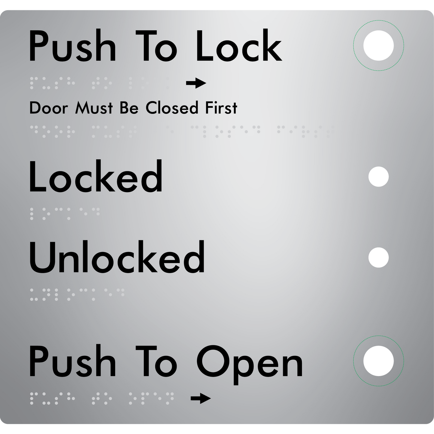 Push to Lock Plate - Braille Tactile Signs Aust.