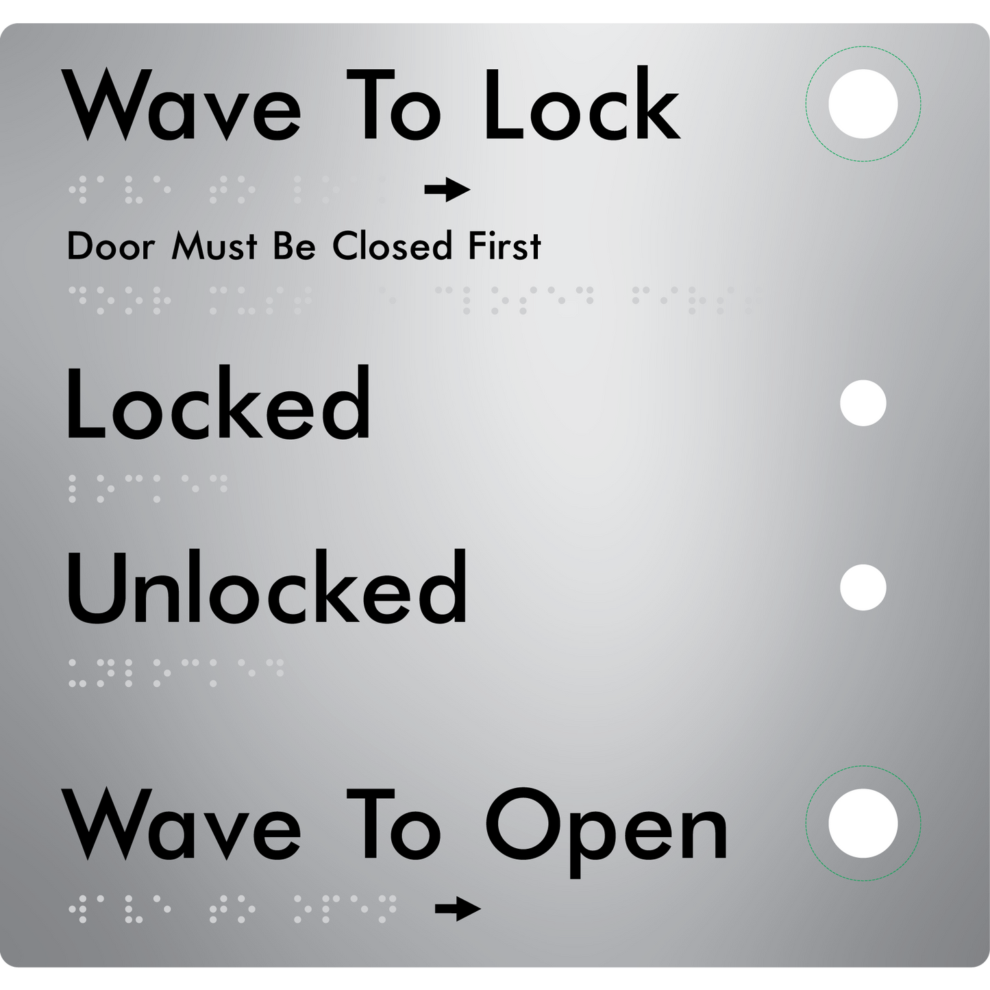 Wave to Lock Plate - Braille Tactile Signs Aust.