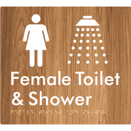 Female Toilet and Shower - Braille Tactile Signs Aust.