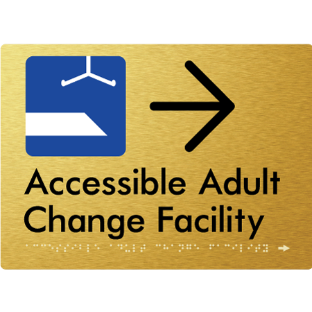 Braille Sign Accessible Adult Change Facility with Large Arrow - Braille Tactile Signs Aust. - BTS449->R-aliG - Custom Signs - Fast Shipping - High Quality - Australian Made & Owned