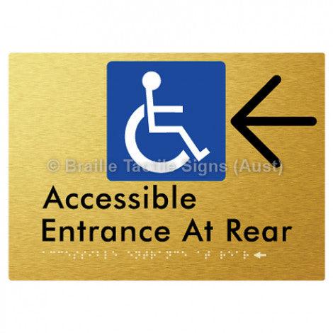 Braille Sign Accessible Entrance at Rear w/ Large Arrow - Braille Tactile Signs (Aust) - BTS203->L-aliG - Fully Custom Signs - Fast Shipping - High Quality - Australian Made & Owned