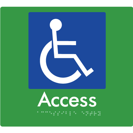 Braille Sign Accessible Entry Access - Braille Tactile Signs Aust. - BTS37-grn - Custom Signs - Fast Shipping - High Quality - Australian Made & Owned