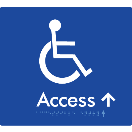 Braille Sign Accessible Entry w/ Small Arrow - Braille Tactile Signs Aust. - BTS37->Us-blu - Custom Signs - Fast Shipping - High Quality - Australian Made & Owned