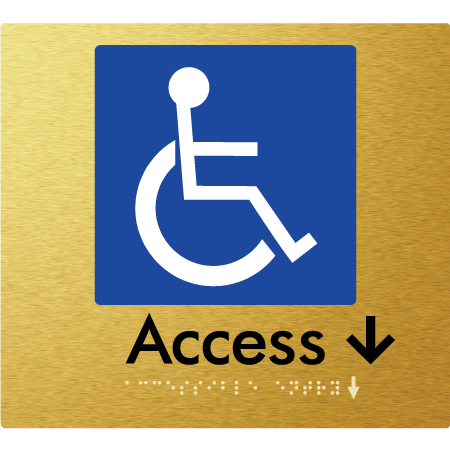 Braille Sign Accessible Entry w/ Small Arrow - Braille Tactile Signs Aust. - BTS37->Ds-aliG - Custom Signs - Fast Shipping - High Quality - Australian Made & Owned