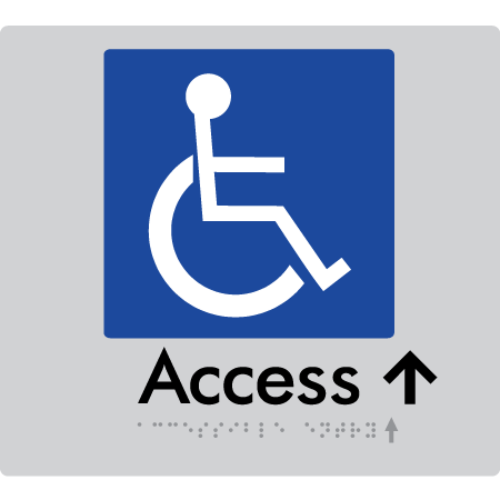 Braille Sign Accessible Entry w/ Small Arrow - Braille Tactile Signs Aust. - BTS37->Us-slv - Custom Signs - Fast Shipping - High Quality - Australian Made & Owned