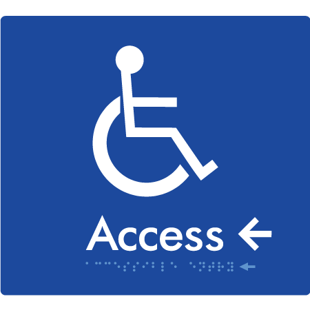 Braille Sign Accessible Entry w/ Small Arrow - Braille Tactile Signs Aust. - BTS37->Ls-blu - Custom Signs - Fast Shipping - High Quality - Australian Made & Owned