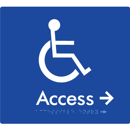 Braille Sign Accessible Entry w/ Small Arrow - Braille Tactile Signs Aust. - BTS37->Rs-blu - Custom Signs - Fast Shipping - High Quality - Australian Made & Owned