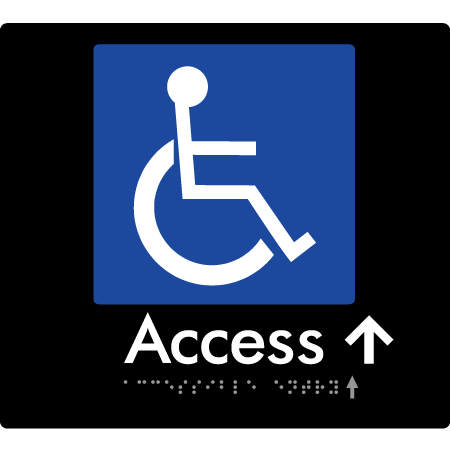 Braille Sign Accessible Entry w/ Small Arrow - Braille Tactile Signs Aust. - BTS37->Us-blk - Custom Signs - Fast Shipping - High Quality - Australian Made & Owned