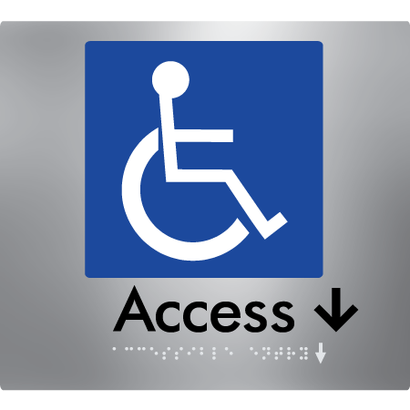 Braille Sign Accessible Entry w/ Small Arrow - Braille Tactile Signs Aust. - BTS37->Ds-aliS - Custom Signs - Fast Shipping - High Quality - Australian Made & Owned