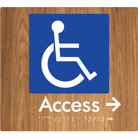 Braille Sign Accessible Entry w/ Small Arrow - Braille Tactile Signs Aust. - BTS37->Rs-wdg - Custom Signs - Fast Shipping - High Quality - Australian Made & Owned
