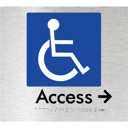 Braille Sign Accessible Entry w/ Small Arrow - Braille Tactile Signs Aust. - BTS37->Rs-aliB - Custom Signs - Fast Shipping - High Quality - Australian Made & Owned