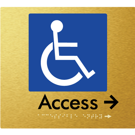 Braille Sign Accessible Entry w/ Small Arrow - Braille Tactile Signs Aust. - BTS37->Rs-aliG - Custom Signs - Fast Shipping - High Quality - Australian Made & Owned