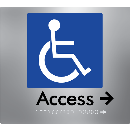 Braille Sign Accessible Entry w/ Small Arrow - Braille Tactile Signs Aust. - BTS37->Rs-aliS - Custom Signs - Fast Shipping - High Quality - Australian Made & Owned