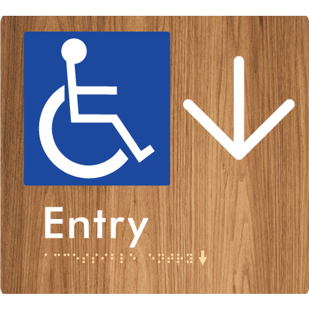 Braille Sign Accessible Entry with Large Arrow - Braille Tactile Signs Aust. - BTS287->D-wdg - Custom Signs - Fast Shipping - High Quality - Australian Made & Owned