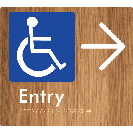 Braille Sign Accessible Entry with Large Arrow - Braille Tactile Signs Aust. - BTS287->R-wdg - Custom Signs - Fast Shipping - High Quality - Australian Made & Owned
