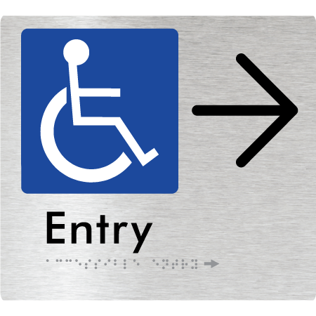 Braille Sign Accessible Entry with Large Arrow - Braille Tactile Signs Aust. - BTS287->R-aliB - Custom Signs - Fast Shipping - High Quality - Australian Made & Owned