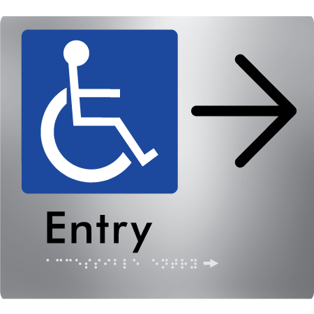 Braille Sign Accessible Entry with Large Arrow - Braille Tactile Signs Aust. - BTS287->R-aliS - Custom Signs - Fast Shipping - High Quality - Australian Made & Owned