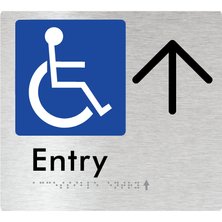 Braille Sign Accessible Entry with Large Arrow - Braille Tactile Signs Aust. - BTS287->U-aliB - Custom Signs - Fast Shipping - High Quality - Australian Made & Owned