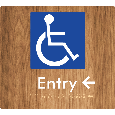Braille Sign Accessible Entry with Small Arrow - Braille Tactile Signs Aust. - BTS287->Ls-wdg - Custom Signs - Fast Shipping - High Quality - Australian Made & Owned