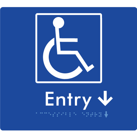Braille Sign Accessible Entry with Small Arrow - Braille Tactile Signs Aust. - BTS287->Ds-blu - Custom Signs - Fast Shipping - High Quality - Australian Made & Owned