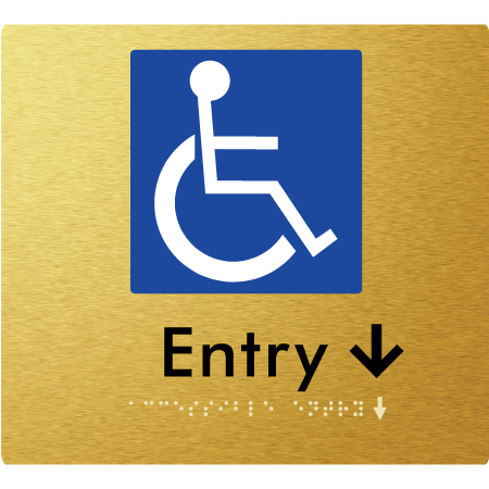 Braille Sign Accessible Entry with Small Arrow - Braille Tactile Signs Aust. - BTS287->Ds-aliG - Custom Signs - Fast Shipping - High Quality - Australian Made & Owned