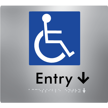 Braille Sign Accessible Entry with Small Arrow - Braille Tactile Signs Aust. - BTS287->Ds-aliS - Custom Signs - Fast Shipping - High Quality - Australian Made & Owned