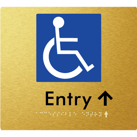 Braille Sign Accessible Entry with Small Arrow - Braille Tactile Signs Aust. - BTS287->Us-aliG - Custom Signs - Fast Shipping - High Quality - Australian Made & Owned