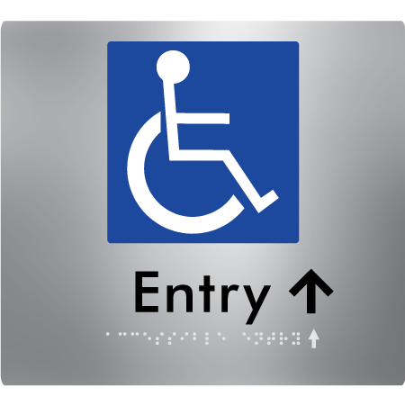 Braille Sign Accessible Entry with Small Arrow - Braille Tactile Signs Aust. - BTS287->Us-aliS - Custom Signs - Fast Shipping - High Quality - Australian Made & Owned
