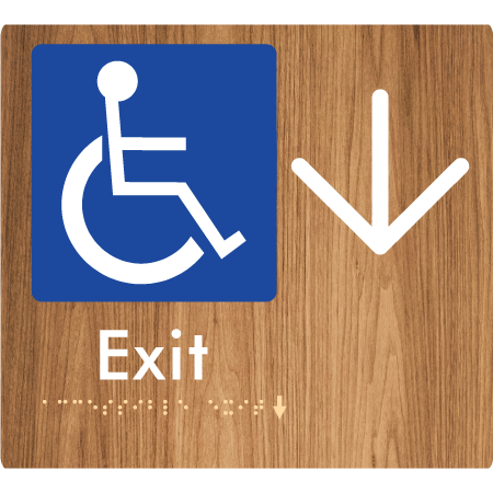 Braille Sign Accessible Exit with Large Arrow - Braille Tactile Signs Aust. - BTS288->D-wdg - Custom Signs - Fast Shipping - High Quality - Australian Made & Owned