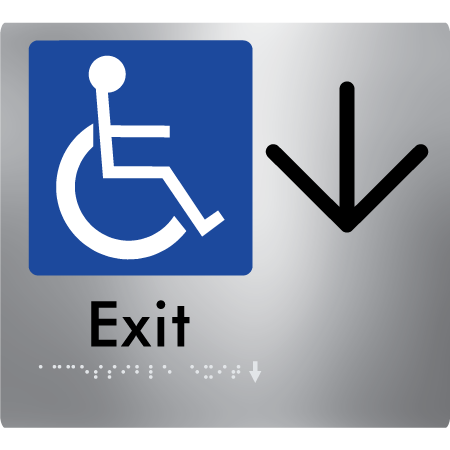 Braille Sign Accessible Exit with Large Arrow - Braille Tactile Signs Aust. - BTS288->D-aliS - Custom Signs - Fast Shipping - High Quality - Australian Made & Owned