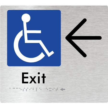 Braille Sign Accessible Exit with Large Arrow - Braille Tactile Signs Aust. - BTS288->L-aliB - Custom Signs - Fast Shipping - High Quality - Australian Made & Owned