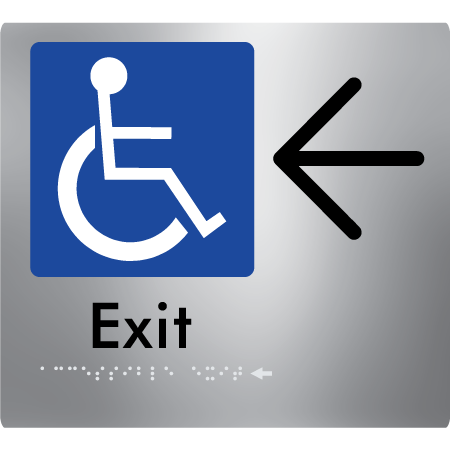 Braille Sign Accessible Exit with Large Arrow - Braille Tactile Signs Aust. - BTS288->L-aliS - Custom Signs - Fast Shipping - High Quality - Australian Made & Owned