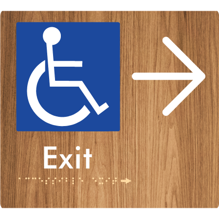 Braille Sign Accessible Exit with Large Arrow - Braille Tactile Signs Aust. - BTS288->U-blu - Custom Signs - Fast Shipping - High Quality - Australian Made & Owned