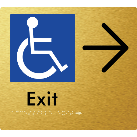 Braille Sign Accessible Exit with Large Arrow - Braille Tactile Signs Aust. - BTS288->R-aliG - Custom Signs - Fast Shipping - High Quality - Australian Made & Owned