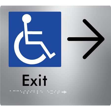 Braille Sign Accessible Exit with Large Arrow - Braille Tactile Signs Aust. - BTS288->R-aliS - Custom Signs - Fast Shipping - High Quality - Australian Made & Owned