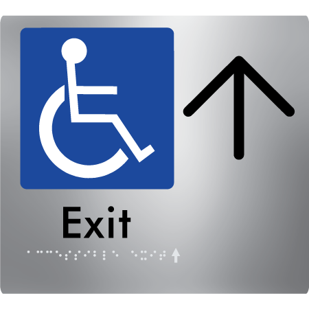 Braille Sign Accessible Exit with Large Arrow - Braille Tactile Signs Aust. - BTS288->U-aliS - Custom Signs - Fast Shipping - High Quality - Australian Made & Owned