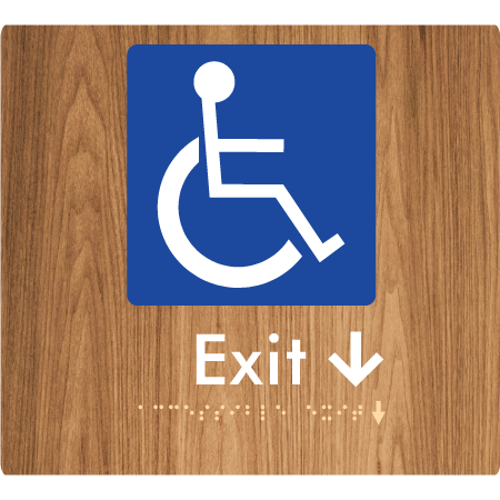 Braille Sign Accessible Exit with Small Arrow - Braille Tactile Signs Aust. - BTS288->Ds-wdg - Custom Signs - Fast Shipping - High Quality - Australian Made & Owned