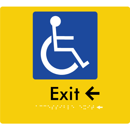 Braille Sign Accessible Exit with Small Arrow - Braille Tactile Signs Aust. - BTS288->Ls-yel - Custom Signs - Fast Shipping - High Quality - Australian Made & Owned