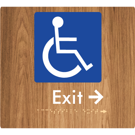 Braille Sign Accessible Exit with Small Arrow - Braille Tactile Signs Aust. - BTS288->Rs-wdg - Custom Signs - Fast Shipping - High Quality - Australian Made & Owned
