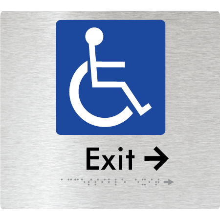 Braille Sign Accessible Exit with Small Arrow - Braille Tactile Signs Aust. - BTS288->Rs-aliB - Custom Signs - Fast Shipping - High Quality - Australian Made & Owned