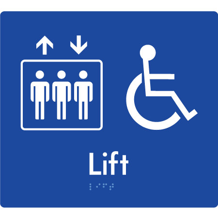 Braille Sign Accessible Lift - Braille Tactile Signs Aust. - BTS237-blu - Custom Signs - Fast Shipping - High Quality - Australian Made & Owned