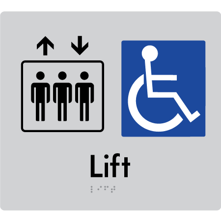 Braille Sign Accessible Lift - Braille Tactile Signs Aust. - BTS237-slv - Custom Signs - Fast Shipping - High Quality - Australian Made & Owned