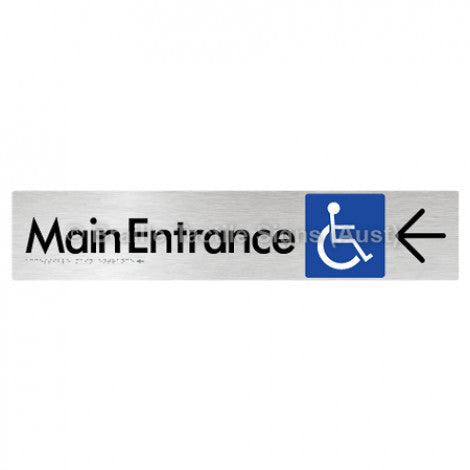 Braille Sign Accessible Main Entrance w/ Large Arrow - Braille Tactile Signs (Aust) - BTS263->L-aliB - Fully Custom Signs - Fast Shipping - High Quality - Australian Made & Owned