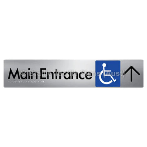 Braille Sign Accessible Main Entrance w/ Large Arrow - Braille Tactile Signs (Aust) - BTS263->U-aliS - Fully Custom Signs - Fast Shipping - High Quality - Australian Made & Owned