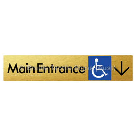 Braille Sign Accessible Main Entrance w/ Large Arrow - Braille Tactile Signs (Aust) - BTS263->D-aliG - Fully Custom Signs - Fast Shipping - High Quality - Australian Made & Owned