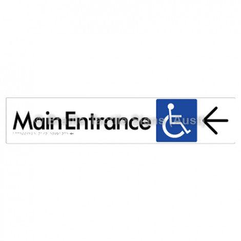 Braille Sign Accessible Main Entrance w/ Large Arrow - Braille Tactile Signs (Aust) - BTS263->L-wht - Fully Custom Signs - Fast Shipping - High Quality - Australian Made & Owned