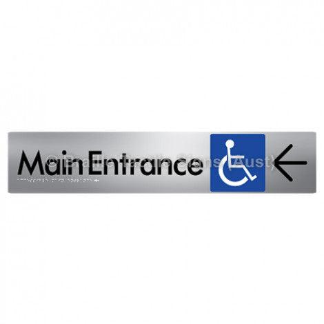Braille Sign Accessible Main Entrance w/ Large Arrow - Braille Tactile Signs (Aust) - BTS263->L-aliS - Fully Custom Signs - Fast Shipping - High Quality - Australian Made & Owned