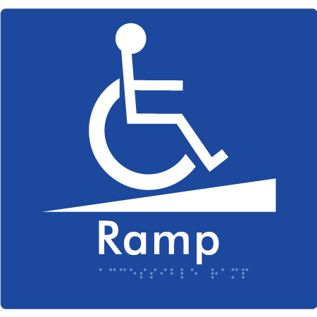 Braille Sign Accessible Ramp - Braille Tactile Signs Aust. - BTS198-blu - Custom Signs - Fast Shipping - High Quality - Australian Made & Owned