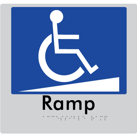 Braille Sign Accessible Ramp - Braille Tactile Signs Aust. - BTS198-slv - Custom Signs - Fast Shipping - High Quality - Australian Made & Owned